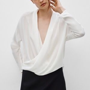 Aritzia Babaton 100% Silk Low Draped Blouse